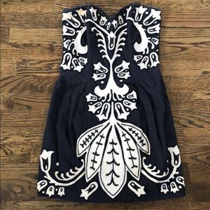 French connection black strapless beaded dress